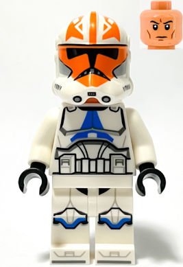 This LEGO minifigure is called, Clone Trooper, 501st Legion, 332nd Company (Phase 2), Helmet with Holes and Togruta Markings . It's minifig ID is sw1278.