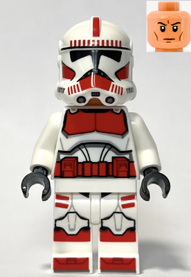 This LEGO minifigure is called, Clone Shock Trooper, Coruscant Guard (Phase 2), Nougat Head . It's minifig ID is sw1305.