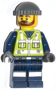 This LEGO minifigure is called, Garbage Man Grant . It's minifig ID is tlm050.