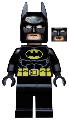 This LEGO minifigure is called, Batman, Black Suit with Yellow Belt and Crest (Type 2 Cowl, no Cape) . It's minifig ID is tlm082.