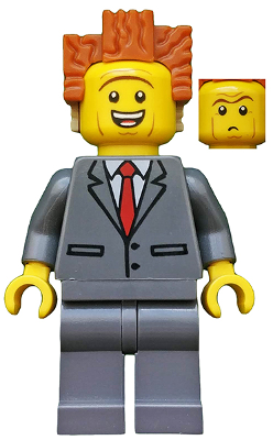 Display of LEGO The LEGO Movie President Business, Smiling, Raised Eyebrows
