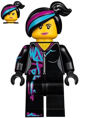 Display of LEGO The LEGO Movie 2 Lucy Wyldstyle with Magenta Lined Hoodie, Smile / Angry