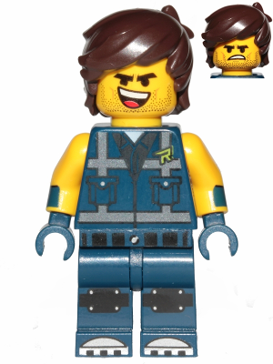 Display of LEGO The LEGO Movie 2 Rex Dangervest, Smile, Open Mouth, Tongue / Angry