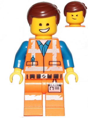 Display of LEGO The LEGO Movie 2 Emmet, Smile / Cheerful, Worn Uniform