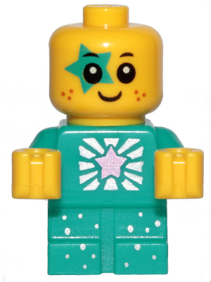 Display of LEGO The LEGO Movie 2 Sparkle Baby, Dark Turquoise Star Around Eye