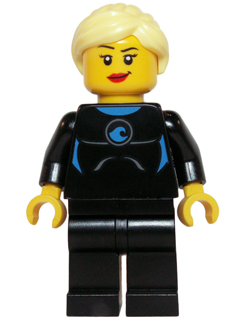 This LEGO minifigure is called, Dunk Tank Lady . It's minifig ID is twn198.