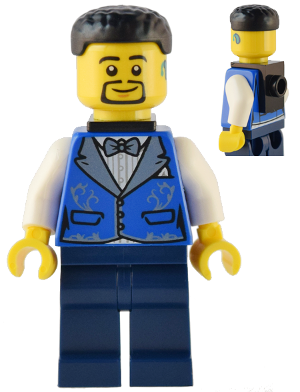 This LEGO minifigure is called, Bass Player / Bassist . It's minifig ID is twn453.