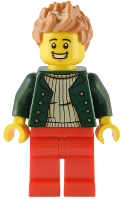 This LEGO minifigure is called, Pizza Delivery Driver . It's minifig ID is twn458.
