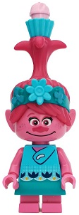 Display of LEGO Trolls World Tour Poppy with Cupcake and Swirl