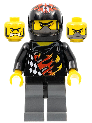 Display of LEGO World Racers Backyard Blaster 1 (Bart Blaster), Standard Helmet, No Visor